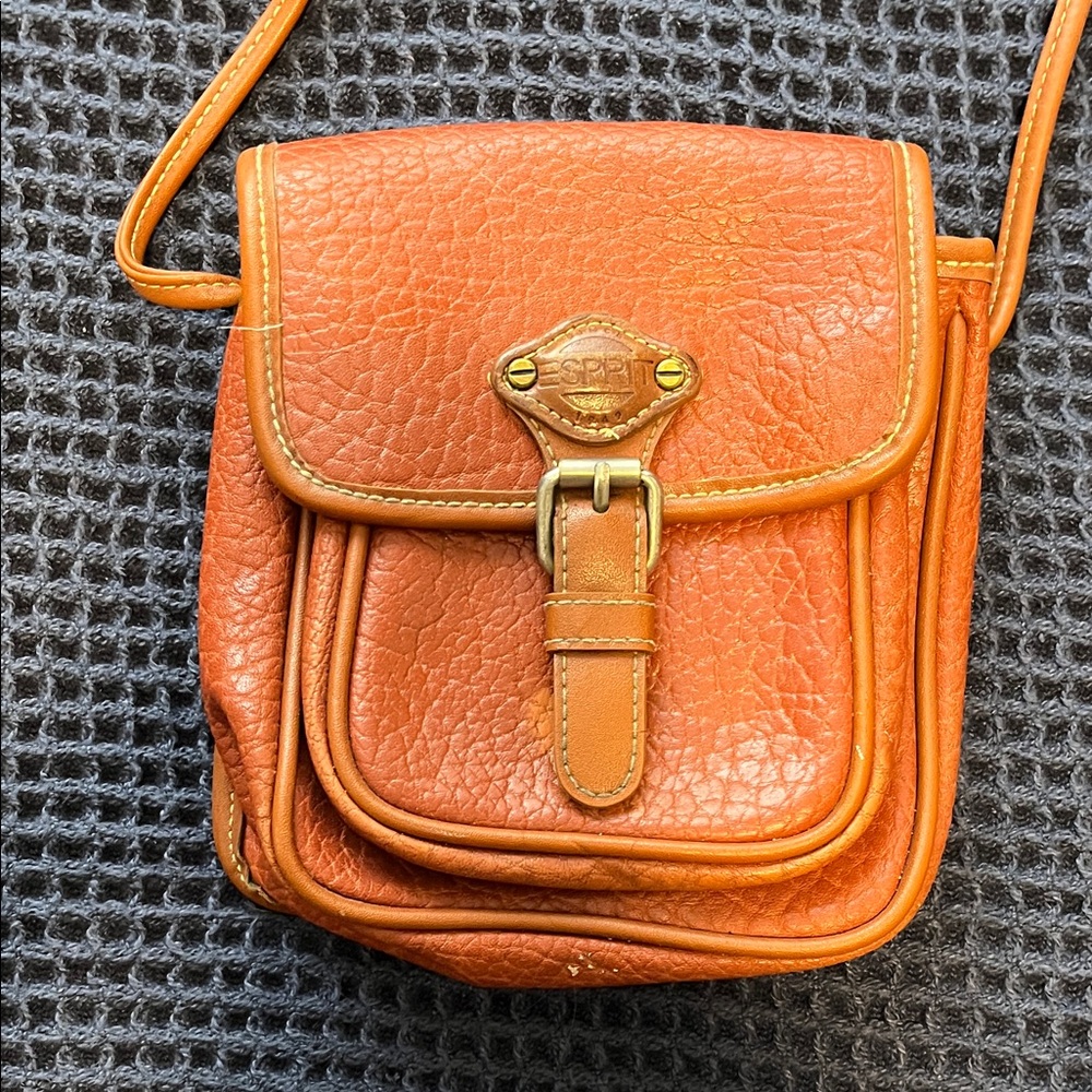 Esprit Burnt Orange Small Leather Crossbody Bag